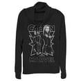 thumbnail image 1 of Junior's Marvel Captain Marvel Gray Grayscale Portrait  Cowl Neck Sweatshirt Black Medium, 1 of 3