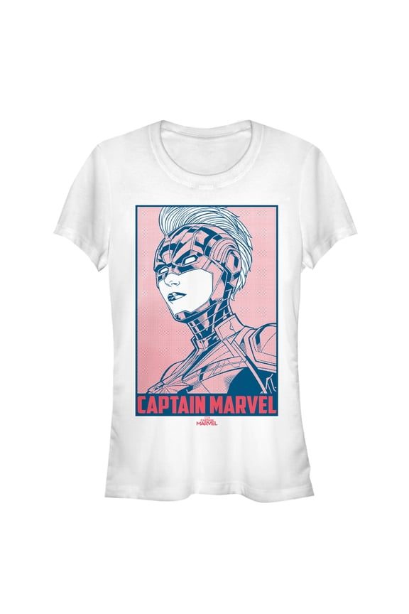 Junior's Marvel Captain Marvel Kree Poster Graphic Tee White X Large