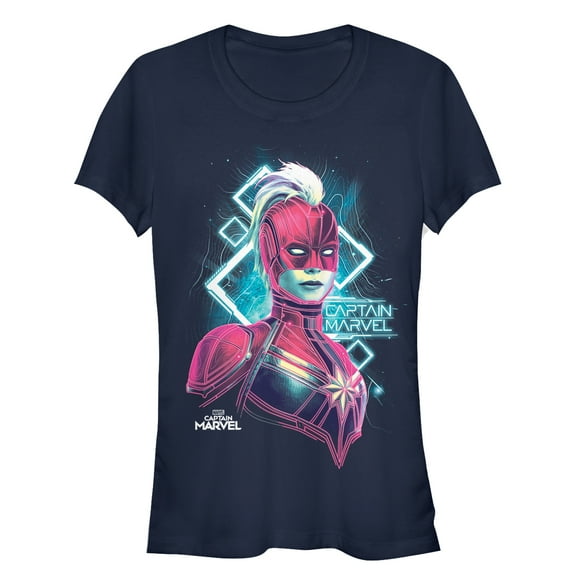 Junior's Marvel Captain Marvel Kree Warrior Graphic Tee Navy Blue X Large