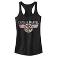 thumbnail image 1 of Junior's Marvel Captain Marvel Logo Banner Tie Dye Colors  Racerback Tank Top Black X Large, 1 of 4