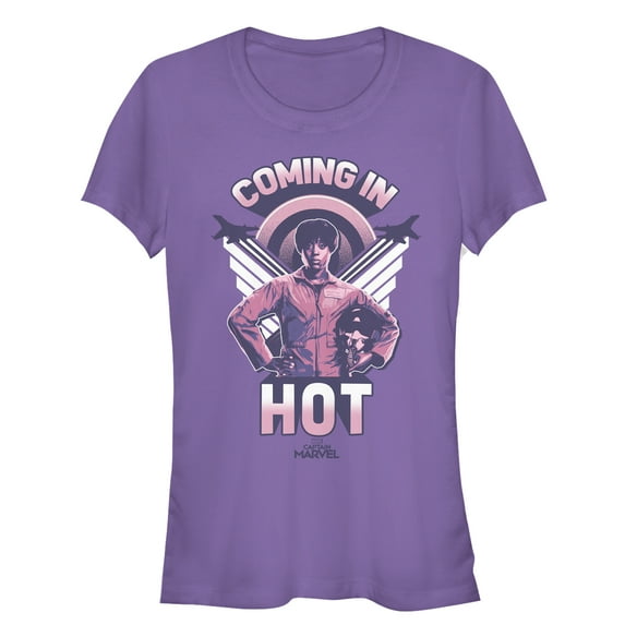 Junior's Marvel Captain Marvel Maria Wings Graphic Tee Purple Small