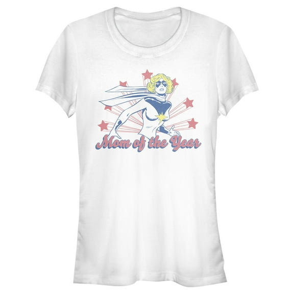 Junior's Marvel Captain Marvel Mom of the Year Graphic Tee White Small