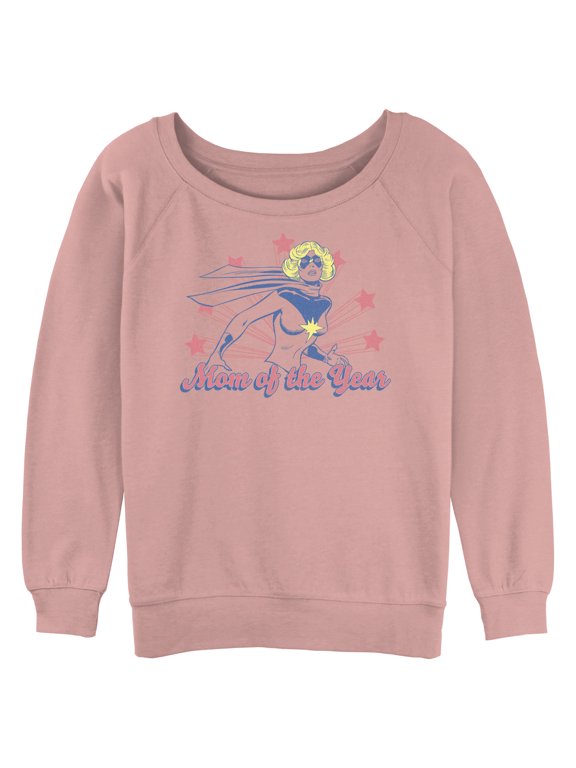 Junior's Marvel Captain Marvel Mom of the Year Sweatshirt Desert Pink 2X Large