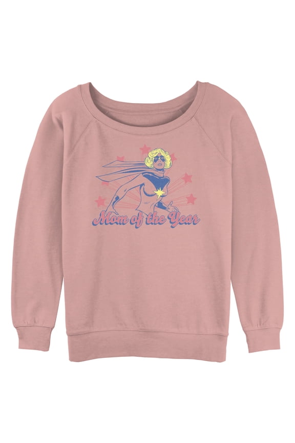 Junior's Marvel Captain Marvel Mom of the Year Sweatshirt Desert Pink 2X Large