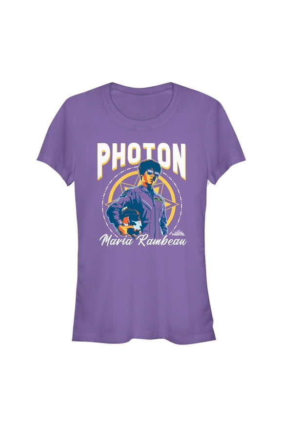 Junior's Marvel Captain Marvel Photon Quote Graphic Tee Purple 2X Large