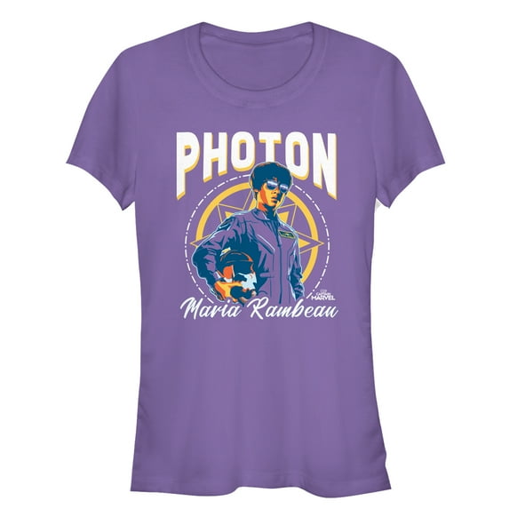 Junior's Marvel Captain Marvel Photon Quote Graphic Tee Purple Small