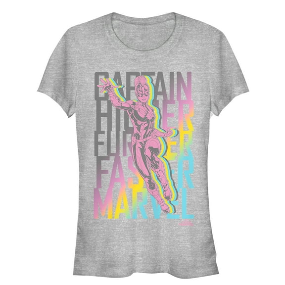 Junior's Marvel Captain Marvel Rainbow Mantra  Graphic Tee Athletic Heather 2X Large