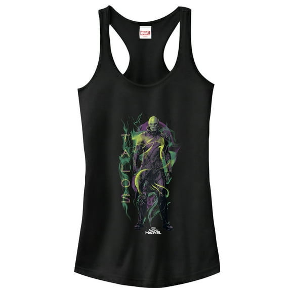 Junior's Marvel Captain Marvel Talos Smoke Racerback Tank Top Black X Small