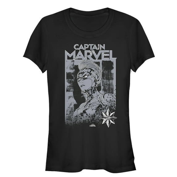Junior's Marvel Captain Marvel Vintage Hero  Graphic Tee Black Medium
