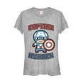 thumbnail image 1 of Junior's Marvel Cartoon Kawaii Captain America  Graphic Tee Athletic Heather Medium, 1 of 2