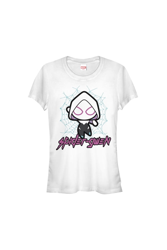 Junior's Marvel Cartoon Kawaii Spider-Gwen Graphic Tee White Large