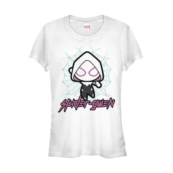 Junior's Marvel Cartoon Kawaii Spider-Gwen Graphic Tee White Large