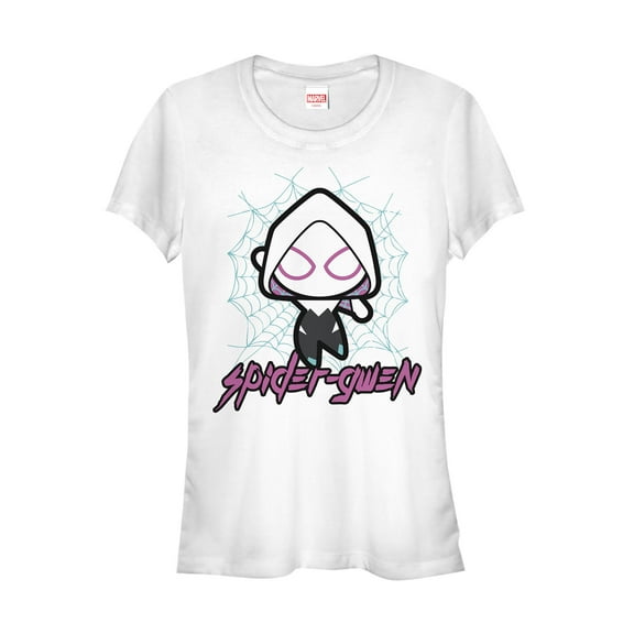 Junior's Marvel Cartoon Kawaii Spider-Gwen Graphic Tee White Small