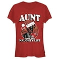 thumbnail image 1 of Junior's Marvel Christmas Deadpool Aunt on Naughty List  Graphic Tee Red 2X Large, 1 of 2