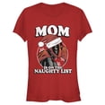 thumbnail image 1 of Junior's Marvel Christmas Deadpool Mom on Naughty List  Graphic Tee Red Large, 1 of 2