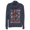thumbnail image 1 of Junior's Marvel Christmas Deadpool Nutcracker  Cowl Neck Sweatshirt Navy Blue Small, 1 of 3