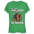 thumbnail image 1 of Junior's Marvel Christmas Deadpool Santa Tacos Graphic Tee Kelly Green 2X Large, 1 of 2