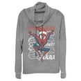 thumbnail image 1 of Junior's Marvel Christmas Spider-Man Jolly Text  Cowl Neck Sweatshirt Gray Heather 3X Large, 1 of 3