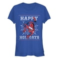 thumbnail image 1 of Junior's Marvel Christmas Spider-Man Web  Graphic Tee Royal Blue X Large, 1 of 2