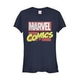 thumbnail image 1 of Junior's Marvel Classic Distressed Logo  Graphic Tee Navy Blue Small, 1 of 2