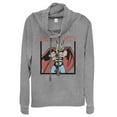 thumbnail image 1 of Junior's Marvel Classic Thor Be Mighty Cowl Neck Sweatshirt Gray Heather 4X Large, 1 of 3