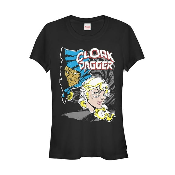 Junior's Marvel Cloak and Dagger Partner Portrait  Graphic Tee Black Small