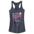 thumbnail image 1 of Junior's Marvel Dad You're Amazing Like Spider-Man  Racerback Tank Top Indigo 2X Large, 1 of 4