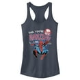 thumbnail image 1 of Junior's Marvel Dad You're Amazing Like Spider-Man  Racerback Tank Top Indigo Small, 1 of 4