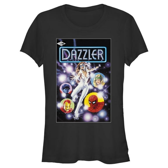 Junior's Marvel Dazzler Superhero Friends Comic Book Cover Graphic Crop T-Shirt
