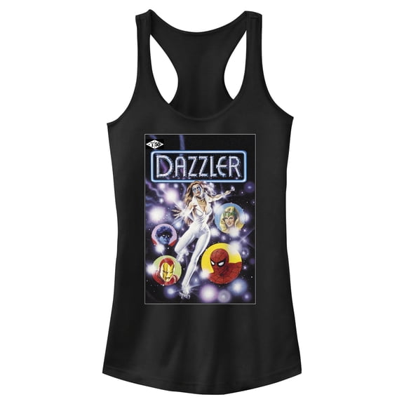 Junior's Marvel Dazzler Superhero Friends Comic Book Cover Racerback Tank Top