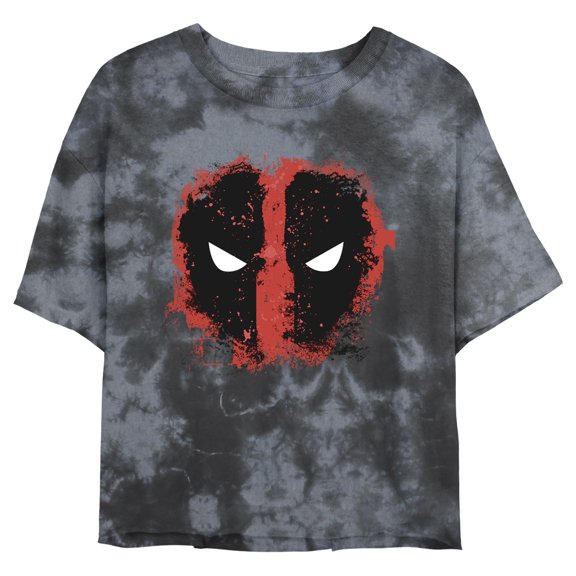 Junior's Marvel Deadpool Distressed Angry Eyes Graphic Crop T-Shirt