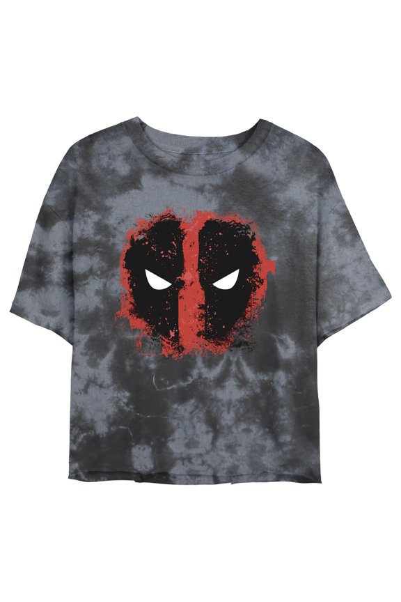 Junior's Marvel Deadpool Distressed Angry Eyes Graphic Crop T-Shirt