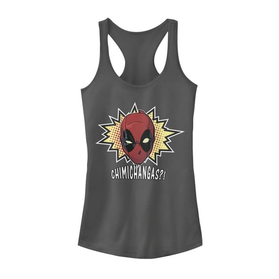 Junior's Marvel Deadpool Chimichangas Racerback Tank Top Charcoal 2X Large