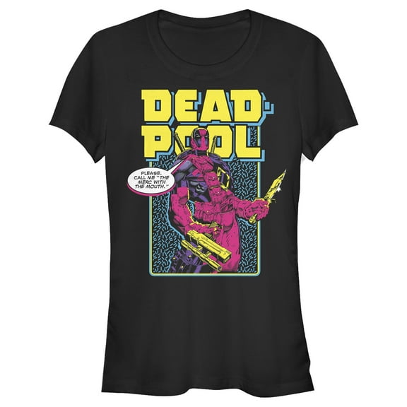 Junior's Marvel: Deadpool Comic Shape Pattern  Graphic T-Shirt