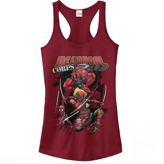 Junior's Marvel Deadpool Corps Racerback Tank Top Scarlet Small