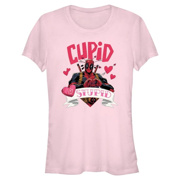 Junior's Marvel: Deadpool Cupid Is Stupid  Graphic T-Shirt