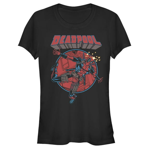 Junior's Marvel Deadpool Falling Circle Graphic T-Shirt