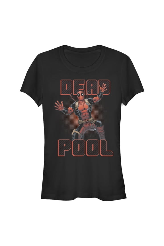Junior's Marvel Deadpool Halftone Pose Graphic T-Shirt