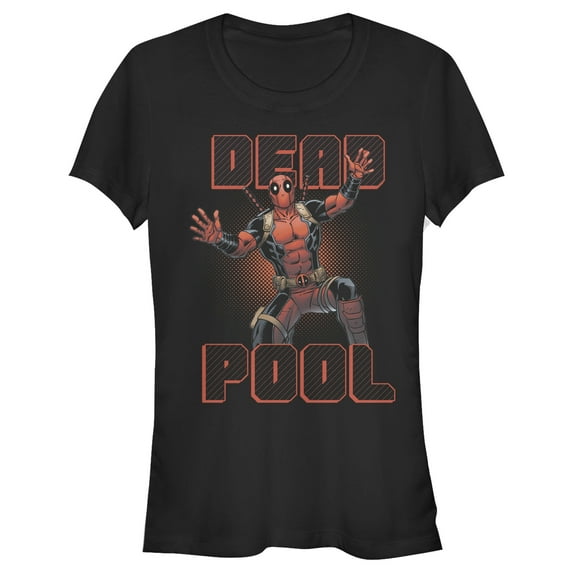 Junior's Marvel Deadpool Halftone Pose Graphic T-Shirt