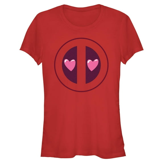 Junior's Marvel: Deadpool Heart Eyes Mask Graphic T-Shirt