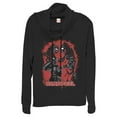 thumbnail image 1 of Junior's Marvel Deadpool Leather Paint  Cowl Neck Sweatshirt, 1 of 4