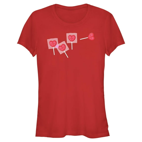 Junior's Marvel: Deadpool Lollipop Hearts Graphic T-Shirt