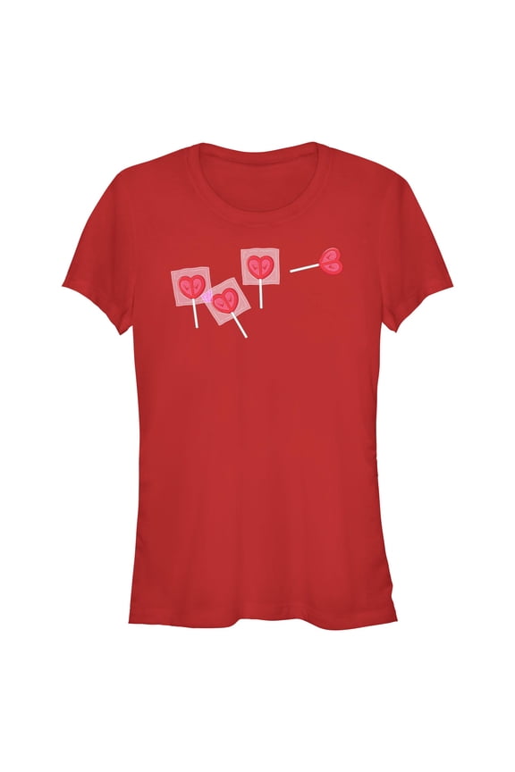 Junior's Marvel: Deadpool Lollipop Hearts Graphic T-Shirt