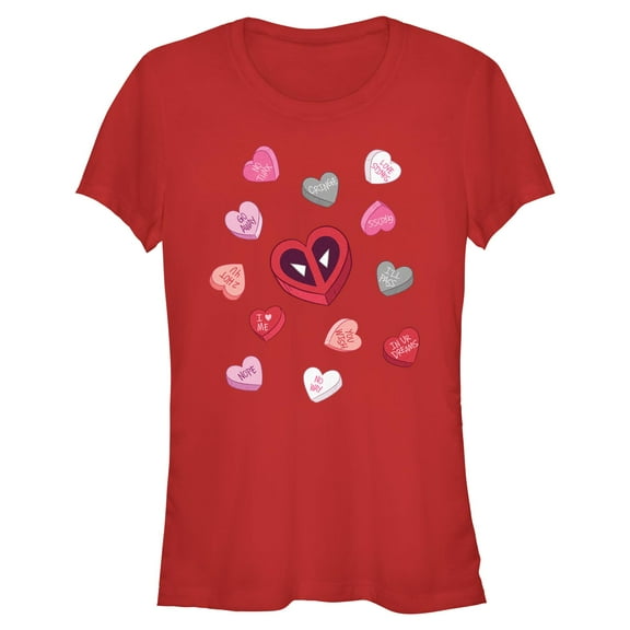 Junior's Marvel: Deadpool Love Messages Graphic T-Shirt