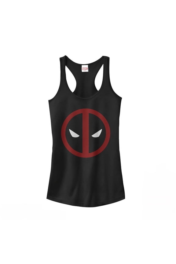 Junior's Marvel Deadpool Mask Classic  Racerback Tank Top Black Large
