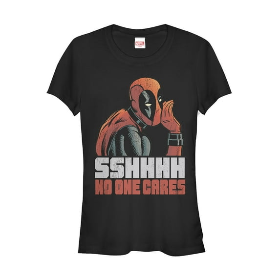 Junior's Marvel Deadpool No One Cares Graphic Tee Black X Large
