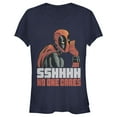 thumbnail image 1 of Junior's Marvel Deadpool No One Cares  Graphic Tee Navy Blue Large, 1 of 2