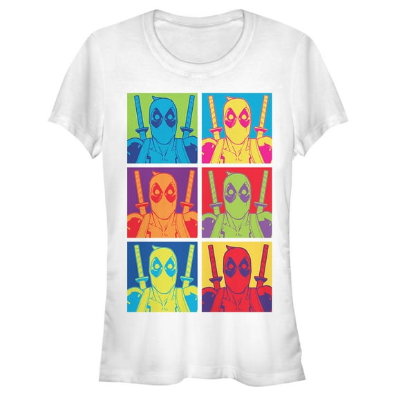 Junior's Marvel Deadpool Pop Art Grid Graphic T-Shirt