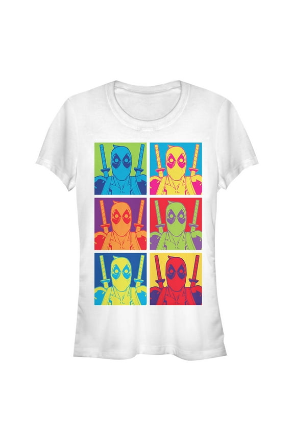 Junior's Marvel Deadpool Pop Art Grid Graphic T-Shirt