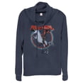 thumbnail image 1 of Junior's Marvel Deadpool Rides Unicorn  Cowl Neck Sweatshirt Navy Blue 2X Large, 1 of 3